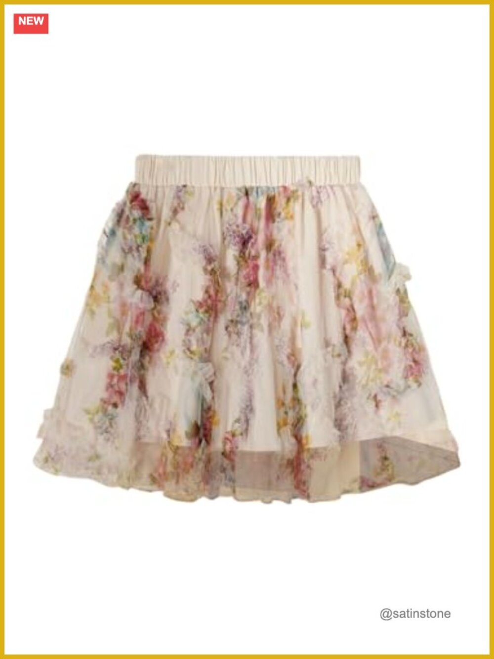Floral Tulle Mini Skirt High Waisted A-Line Ruffle Fairy Skirt
